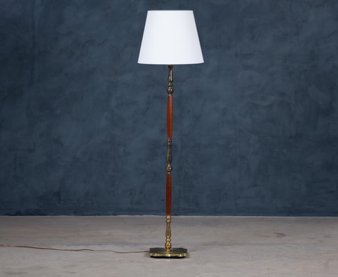 Mid-Century Danish Teak & Brass Floor Lamp, 1960s-ZGQ-883090