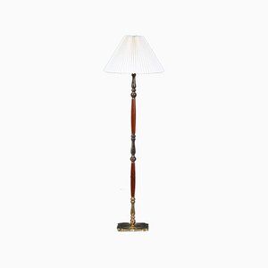 Mid-Century Danish Teak & Brass Floor Lamp, 1960s-ZGQ-883090