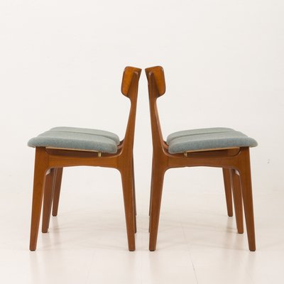 Mid-Century Danish Teak Chairs in Wool, 1960s, Set of 4-UE-2014839