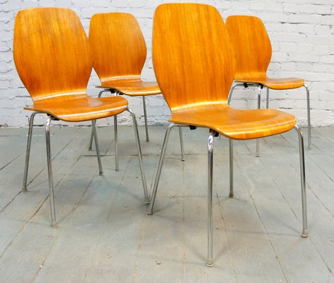 Mid-Century Danish Teak Dining Chairs, 1950s, Set of 4-QFD-883019