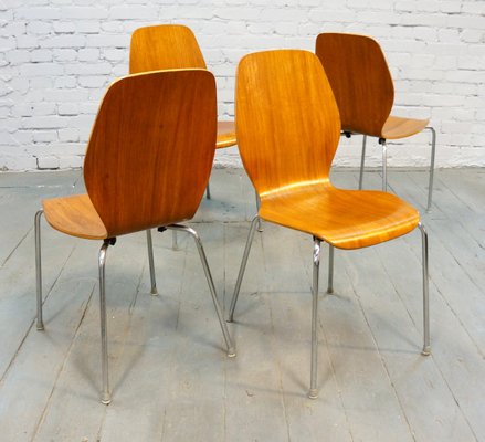 Mid-Century Danish Teak Dining Chairs, 1950s, Set of 4-QFD-883019