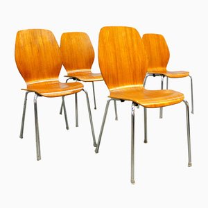 Mid-Century Danish Teak Dining Chairs, 1950s, Set of 4-QFD-883019