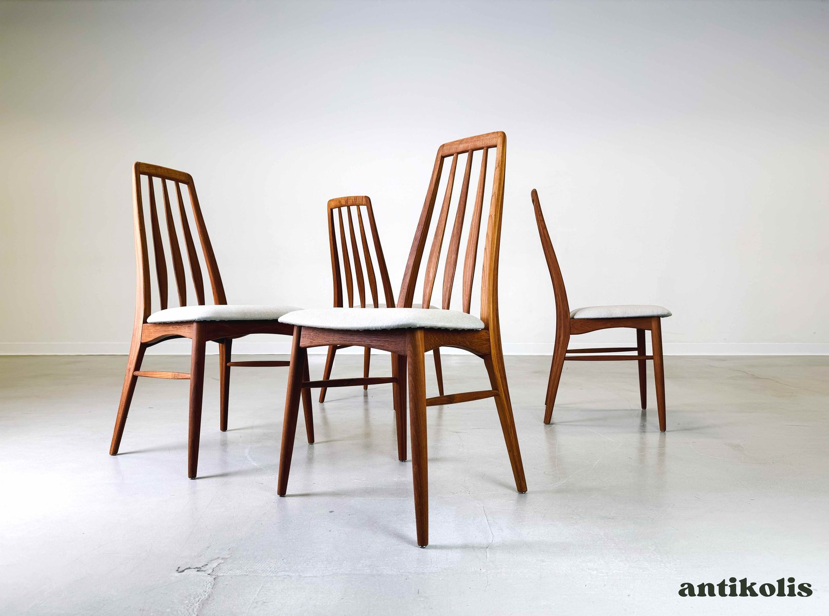 Mid-Century Danish Teak Dining Chairs by Eva Niels Koefoed for Koefoeds Hornslet, 1960s, Set of 4