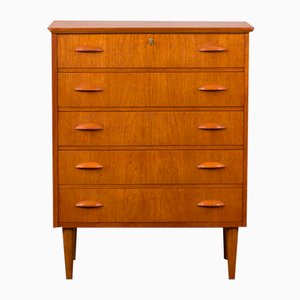 Mid-Century Danish Teak Dresser with Five Drawers, 1960s-UE-1723833