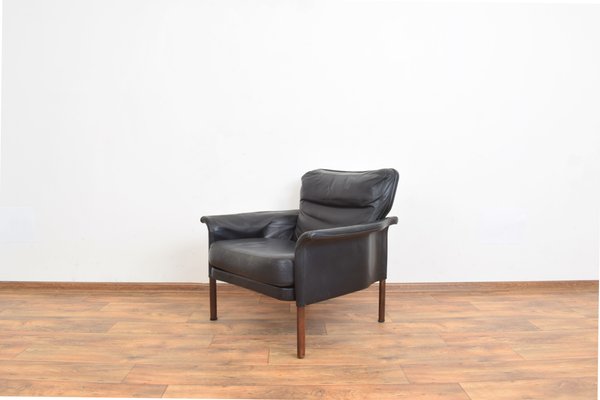 Mid-Century Danish Teak & Leather Armchair, 1960s-LOT-1225621