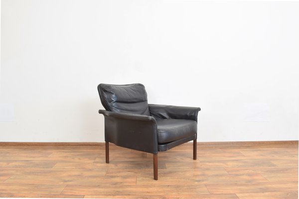 Mid-Century Danish Teak & Leather Armchair, 1960s-LOT-1225621