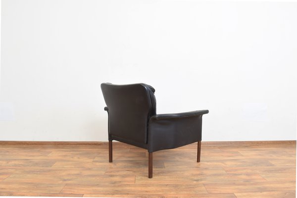 Mid-Century Danish Teak & Leather Armchair, 1960s-LOT-1225621