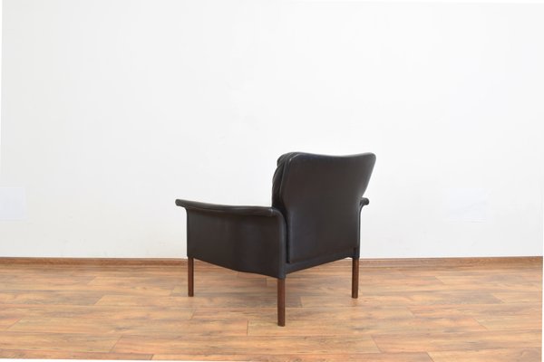 Mid-Century Danish Teak & Leather Armchair, 1960s-LOT-1225621