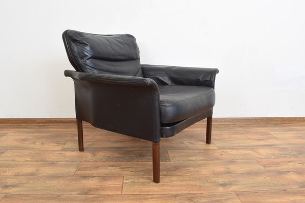 Mid-Century Danish Teak & Leather Armchair, 1960s-LOT-1225621