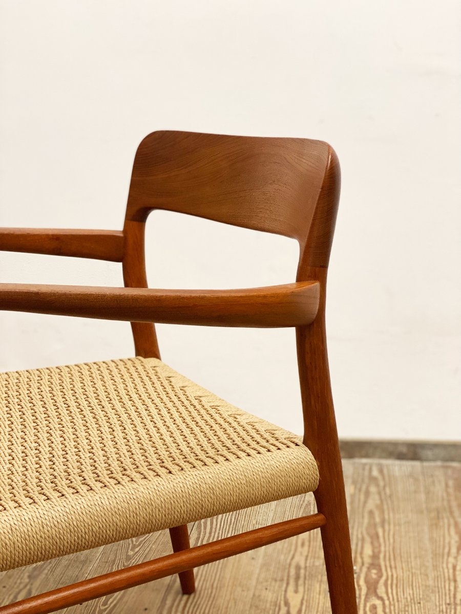 Mid-Century Danish Teak Model 56 Armrest Chair with Braid by Niels O. Møller for J.l. Moller, 1950s