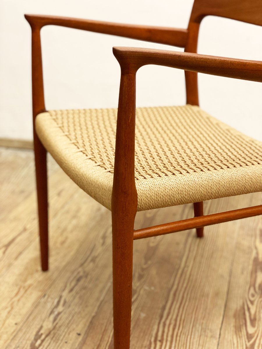 Mid-Century Danish Teak Model 56 Armrest Chair with Braid by Niels O. Møller for J.l. Moller, 1950s