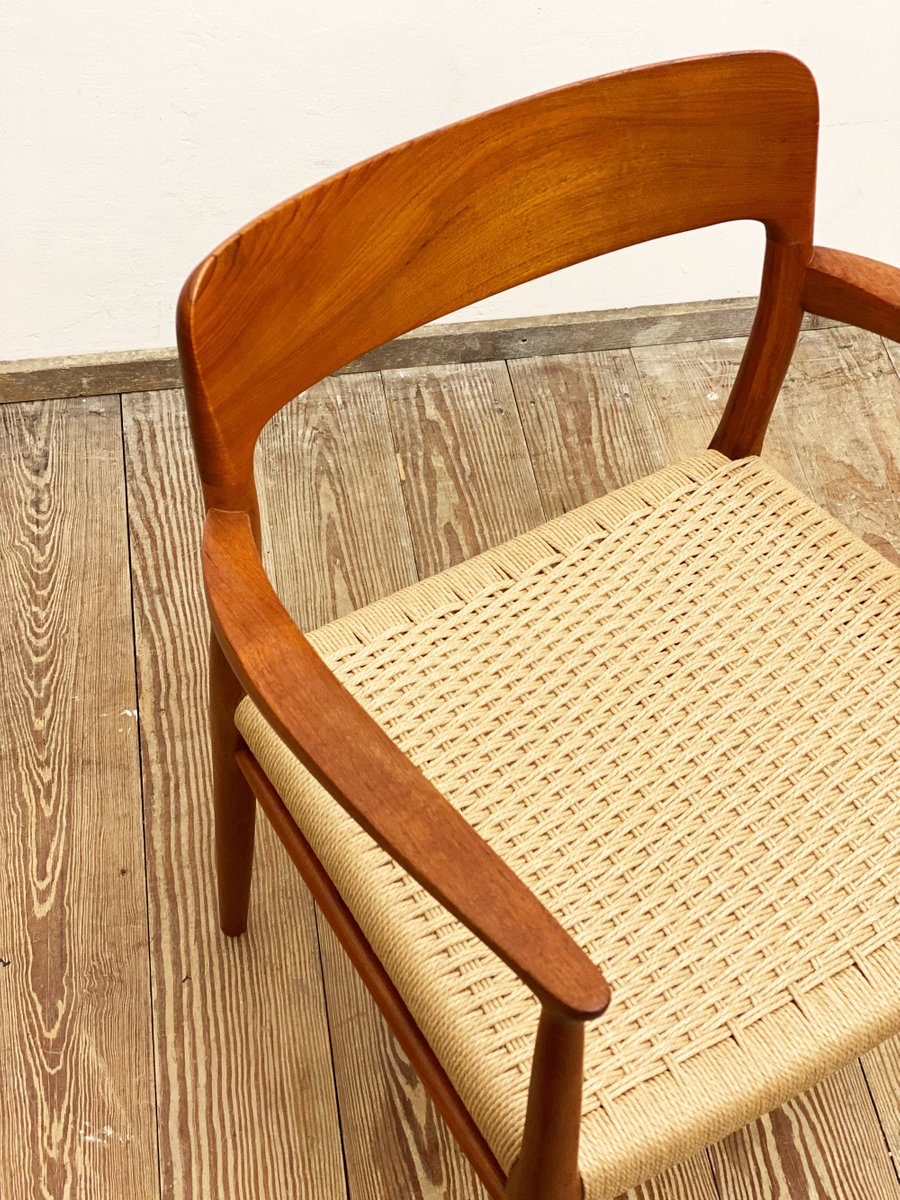 Mid-Century Danish Teak Model 56 Armrest Chair with Braid by Niels O. Møller for J.l. Moller, 1950s