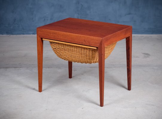 Mid-Century Danish Teak Nightstand or Sewing Table by Severin Hansen for Haslev Møbelsnedkeri, 1950s-ZGQ-1254282