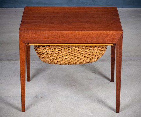 Mid-Century Danish Teak Nightstand or Sewing Table by Severin Hansen for Haslev Møbelsnedkeri, 1950s-ZGQ-1254282