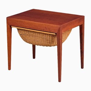 Mid-Century Danish Teak Nightstand or Sewing Table by Severin Hansen for Haslev Møbelsnedkeri, 1950s-ZGQ-1254282