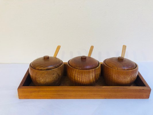 Mid-Century Danish Teak Pots, Set of 4-RZY-1256990