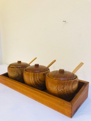 Mid-Century Danish Teak Pots, Set of 4-RZY-1256990