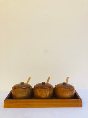 Mid-Century Danish Teak Pots, Set of 4-RZY-1256990