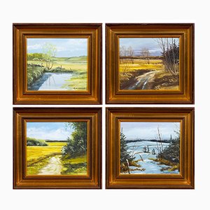 Mid-Century Danish The Season Paintings, Set of 4-ZGQ-773306