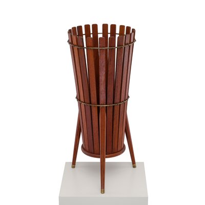 Mid-Century Danish Tripod Umbrella Stand or Paper Basket in Teak Wood, 1960s-QBR-1058083