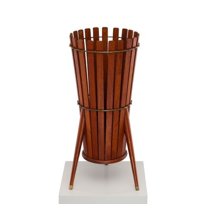 Mid-Century Danish Tripod Umbrella Stand or Paper Basket in Teak Wood, 1960s-QBR-1058083