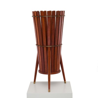 Mid-Century Danish Tripod Umbrella Stand or Paper Basket in Teak Wood, 1960s-QBR-1058083