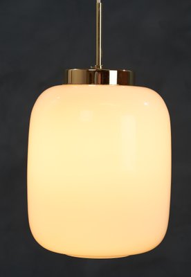 Mid-Century Danish White Glass and Brass Pendant Lamp, 1960s-ZGQ-707169