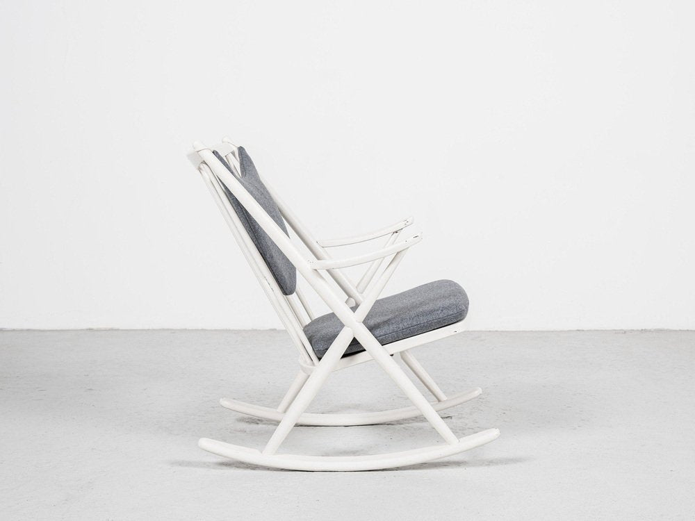 Mid-Century Danish White Rocking Chair attributed to Frank Reenskaug for Bramin, 1960s