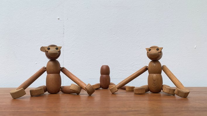 Mid-century Danish Wooden Apes, Set of 3-UAH-1189907