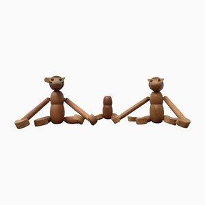 Mid-century Danish Wooden Apes, Set of 3-UAH-1189907