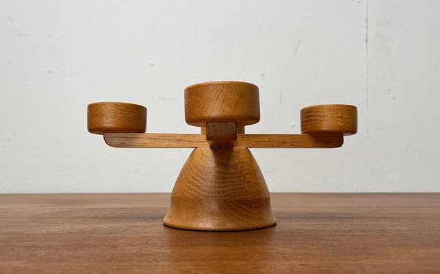 Mid-Century Danish Wooden Candleholder, 1960s-UAH-1796009