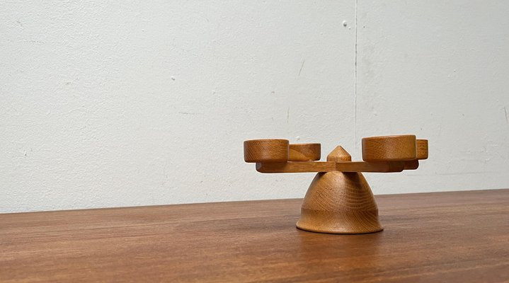 Mid-Century Danish Wooden Candleholder, 1960s-UAH-1796009