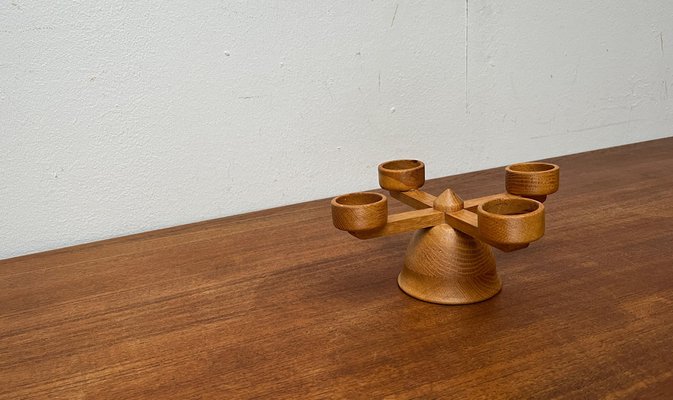 Mid-Century Danish Wooden Candleholder, 1960s-UAH-1796009