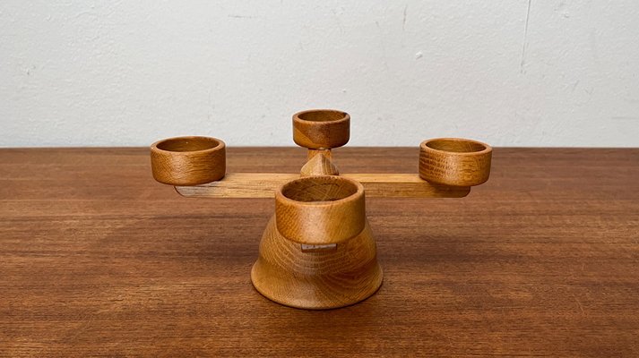 Mid-Century Danish Wooden Candleholder, 1960s-UAH-1796009