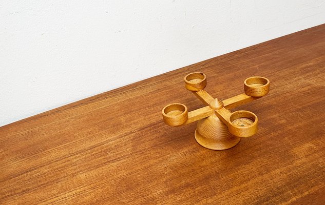 Mid-Century Danish Wooden Candleholder, 1960s-UAH-1796009