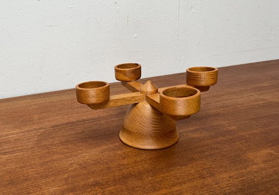 Mid-Century Danish Wooden Candleholder, 1960s-UAH-1796009