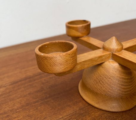 Mid-Century Danish Wooden Candleholder, 1960s-UAH-1796009