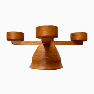 Mid-Century Danish Wooden Candleholder, 1960s-UAH-1796009