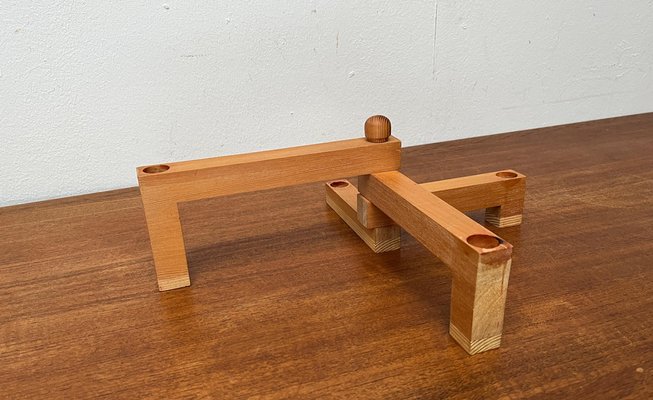 Mid-Century Danish Wooden Swivel Candleholder, 1960s-UAH-1796692