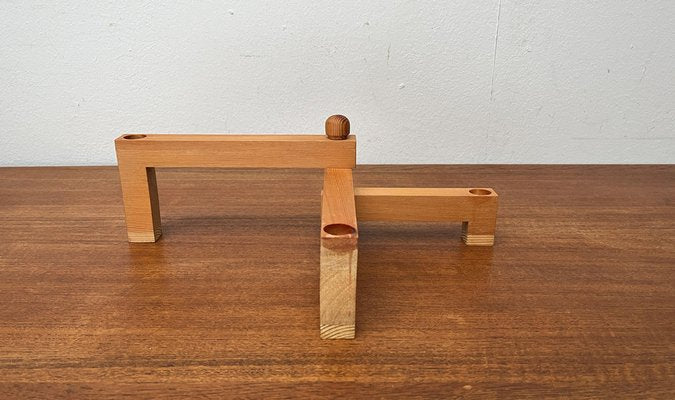 Mid-Century Danish Wooden Swivel Candleholder, 1960s-UAH-1796692