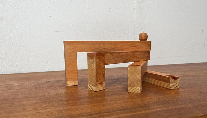 Mid-Century Danish Wooden Swivel Candleholder, 1960s-UAH-1796692