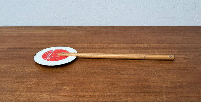 Mid-Century Decorative Metal and Wood Signaling Stop Disk, 1960s-UAH-1792199