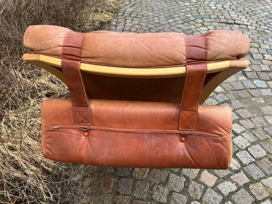 Mid-Century Delfin Swivel Chair in Cognac Brown Leather from Göte Möbler Nässjö, Sweden, 1970s-IJL-1824333