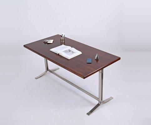 Mid-Century Desk in Walnut and Steel attributed to Moscatelli for Formanova, Italy, 1965-JDR-1750904