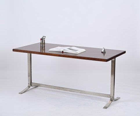 Mid-Century Desk in Walnut and Steel attributed to Moscatelli for Formanova, Italy, 1965-JDR-1750904