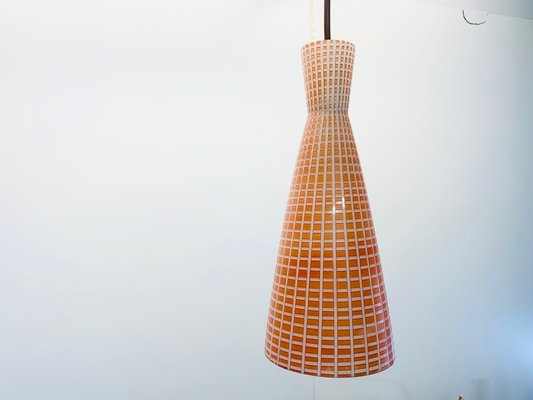 Mid-Century Diabolo Red Glass Ceiling Lamp by Aloys Gangkofner for Peill & Putzler, 1950s-PYR-657460