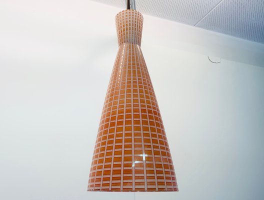 Mid-Century Diabolo Red Glass Ceiling Lamp by Aloys Gangkofner for Peill & Putzler, 1950s-PYR-657460