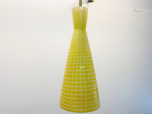 Mid-Century Diabolo Yellow Glass Ceiling Lamp by Aloys Gangkofner for Peill & Putzler, 1950s-PYR-657458