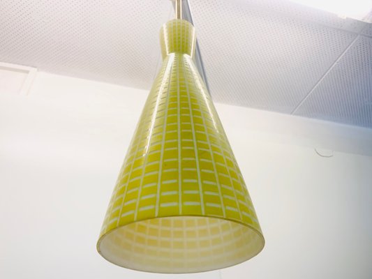 Mid-Century Diabolo Yellow Glass Ceiling Lamp by Aloys Gangkofner for Peill & Putzler, 1950s-PYR-657458