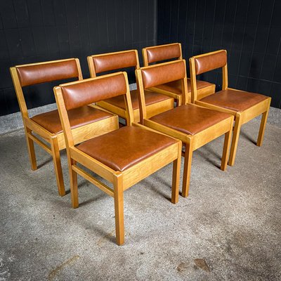 Mid-Century Dining Chair in Beech and Skai, 1960s-IA-1741927